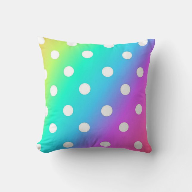 Coussin Couleurs oreiller/arc-en-ciel avec Pois blancs (Recto)