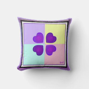Coussin Couleurs pastel & coeurs violets battre