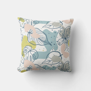 Coussin Couleurs pastel Palm feuilles et formes organiques