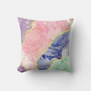 Coussin Couleurs pastel parties scintillant or marbre