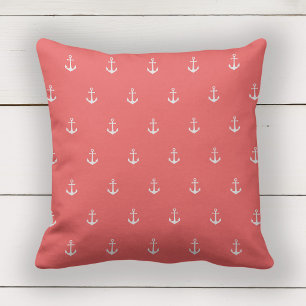 Coussin Couleurs personnalisées Ancre blanc marine
