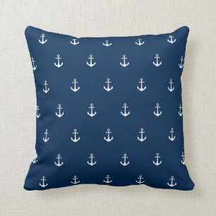 Coussin Couleurs personnalisées Ancre blanche marine