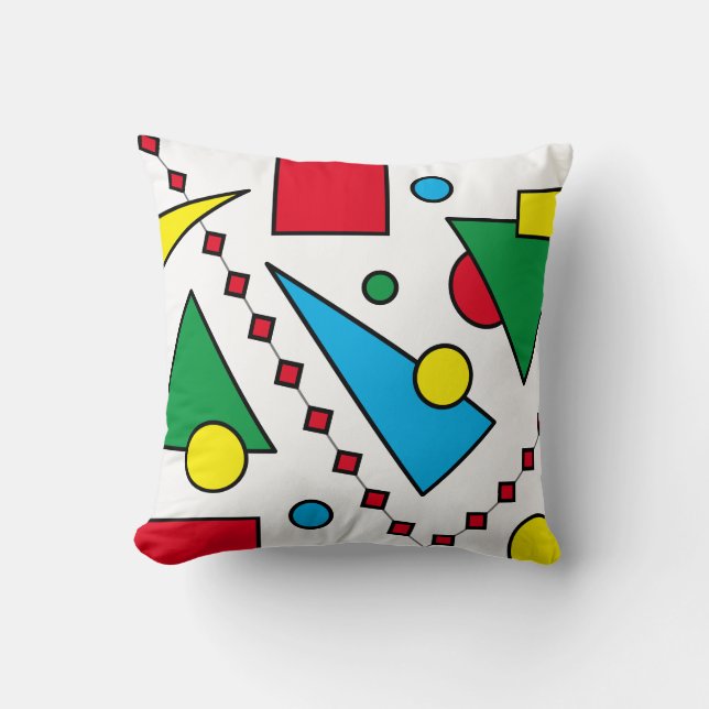 Coussin [Couleurs Primaires Audacieuses Formes Abstrait Gé (Recto)