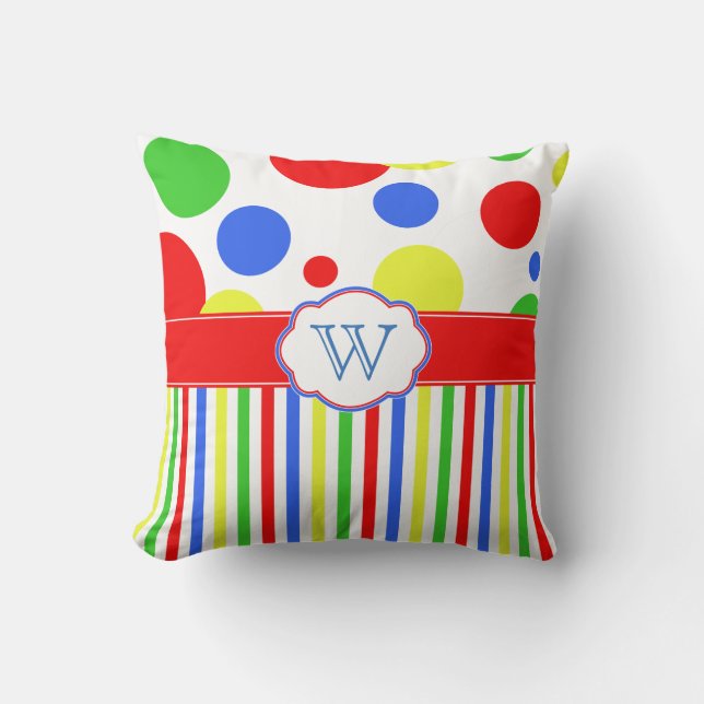 Coussin Couleurs primaires Monogramme pour enfants lumineu (Recto)