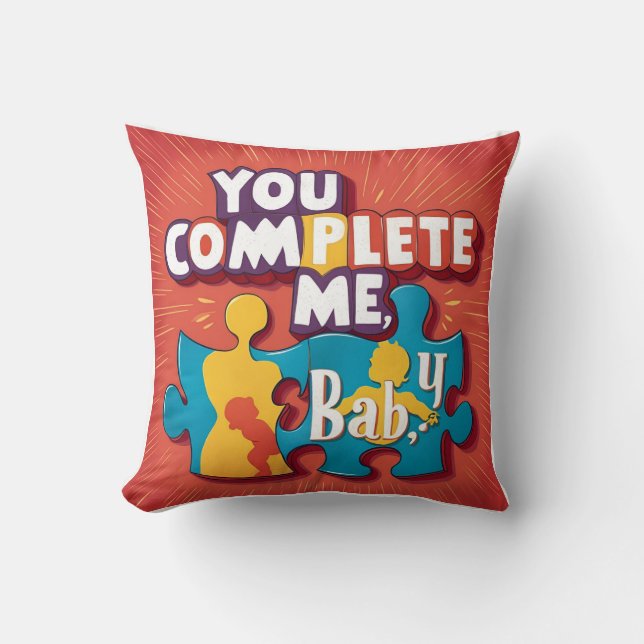 Coussin Couleurs primaires Puzzle : Maman & Bébé 'Vous Me  (Recto)