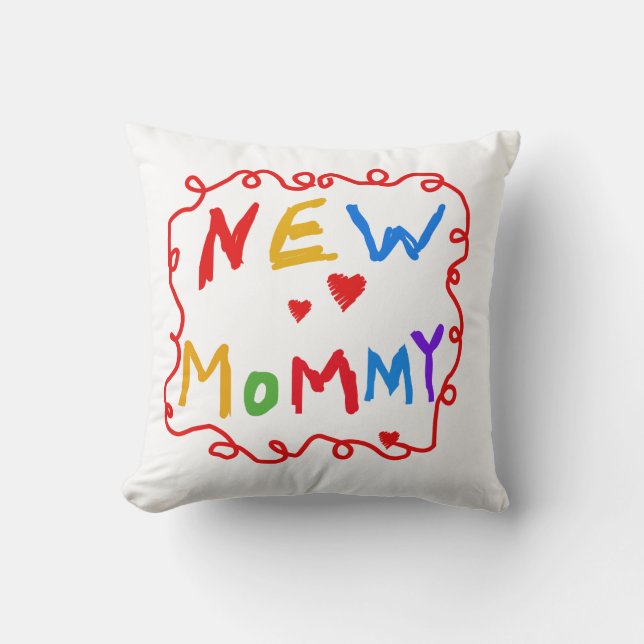 Coussin Couleurs primaires Texte Nouveaux cadeaux maman (Recto)