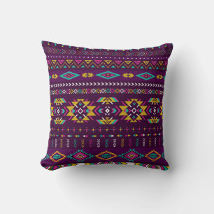 Coussin couleurs rétro tribus vintage navajo patte sans so