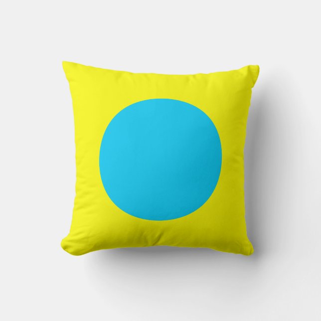 Coussin Couleurs rondes - bleu ciel et jaune (Recto)
