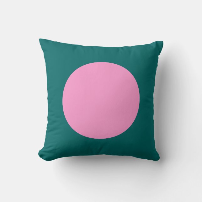 Coussin Couleurs rondes - rose et vert mousse (Recto)