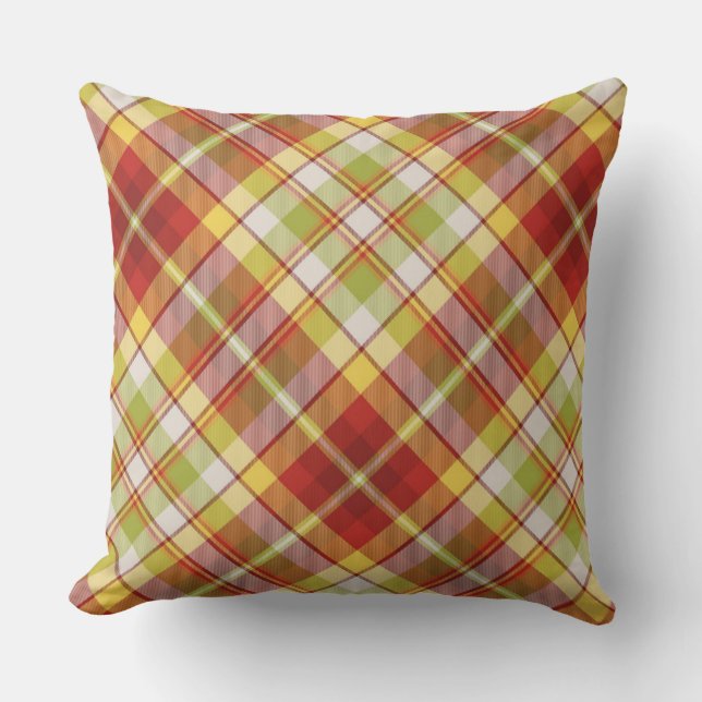 Coussin Couleurs rouges, jaunes, vertes et blanches Plaid (Recto)