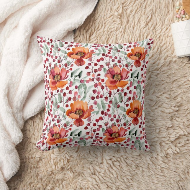 Coussin Couleurs Terreuses, Fleurs Botaniques d'Automne (Couverture)
