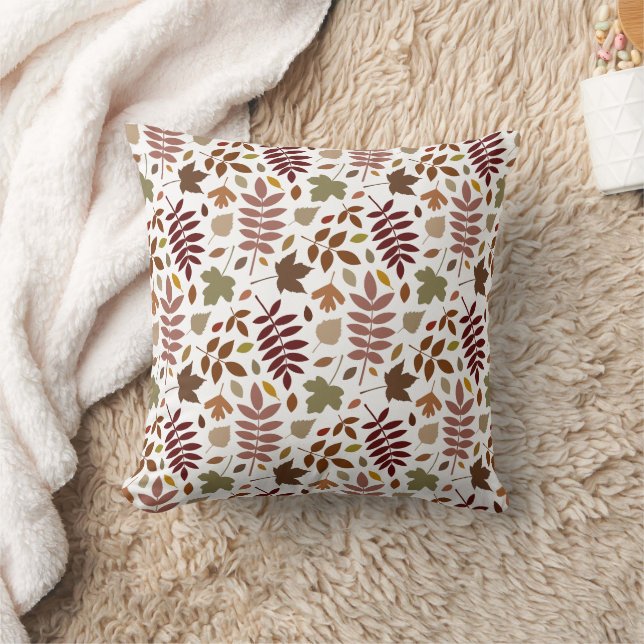 Coussin Couleurs tombées du Motif Feuille tombées sur blan (Couverture)