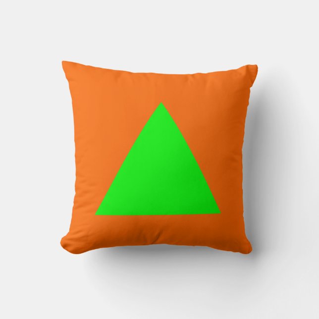 Coussin Couleurs triangles - Vert sur orange (Recto)