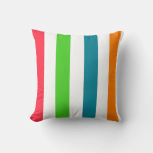 Coussin Couleurs tropicales et rayées blanches