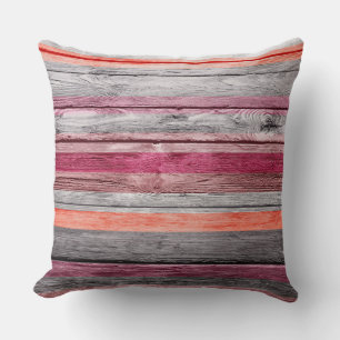 Coussin Couleurs vintages Rayures Bois Look #5