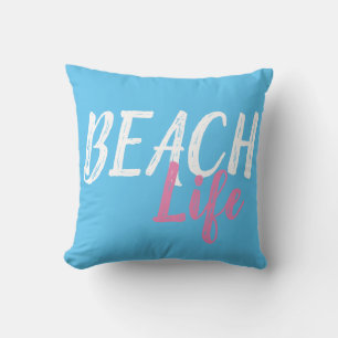 Coussin couleurs vives amusantes BEACH LIFE bleu