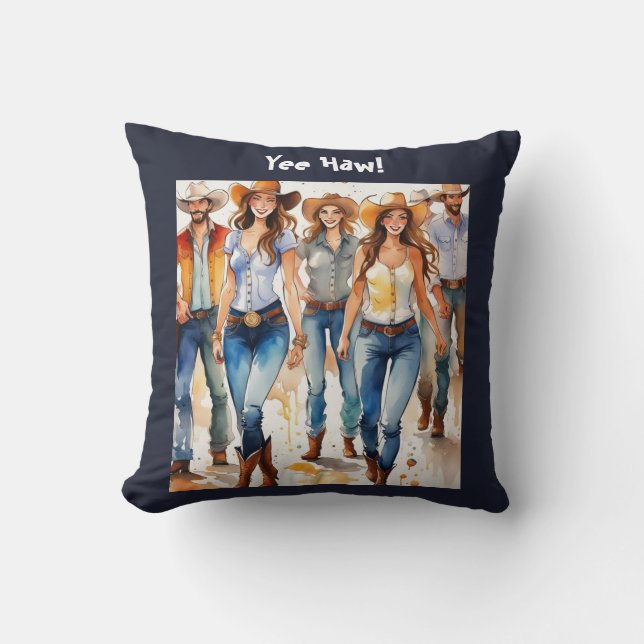 Coussin Country Music Line Dancing, texte modifiable (Recto)