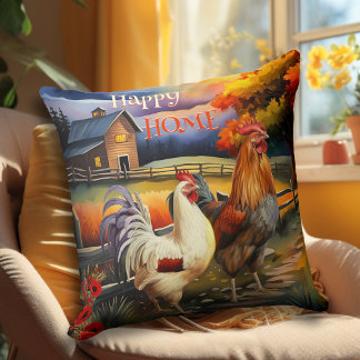 Coussin Country Rooster Chicken Farm Art