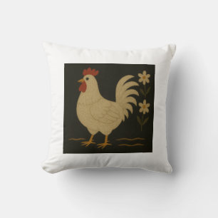 Coussin Country Rooster Folk Art