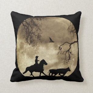 Coussin Country Western Cowboy avec cheval et lune