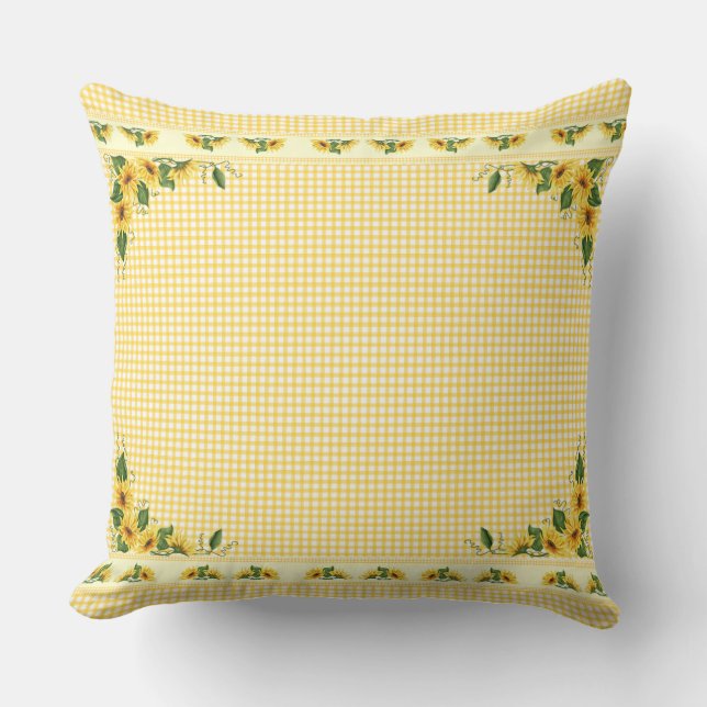 Coussin Country Yellow En vichy Sunflower (Recto)