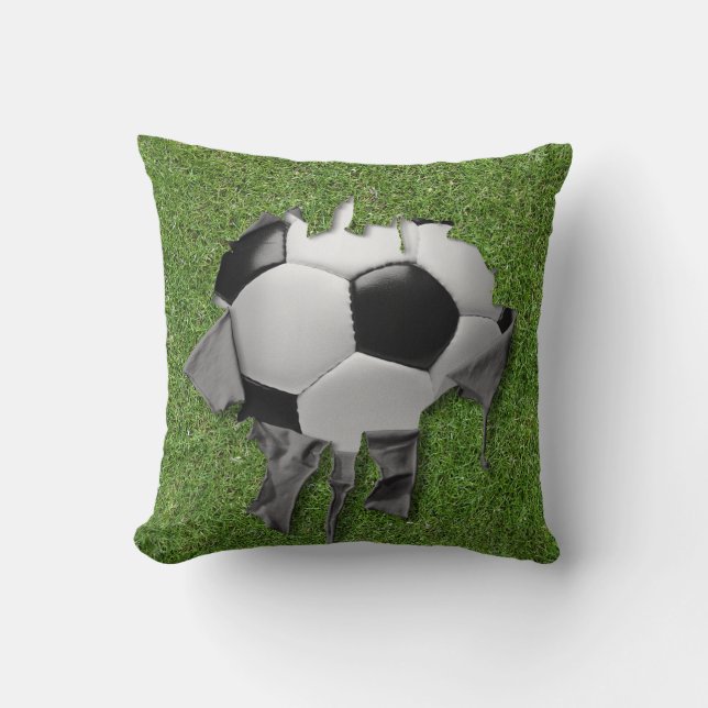 Coussin Coup de soccer déchiqueté Bleu (Recto)