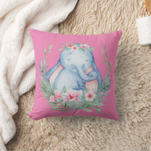 Coussin Coup de soleil Safari Elephant PInk Floral Kids Ro