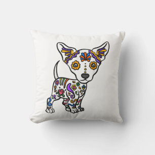 Coussin coupe sugar skull chihuahua