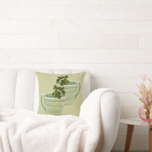 Coussin Coupe Verte Spirale avec photo de Menthe