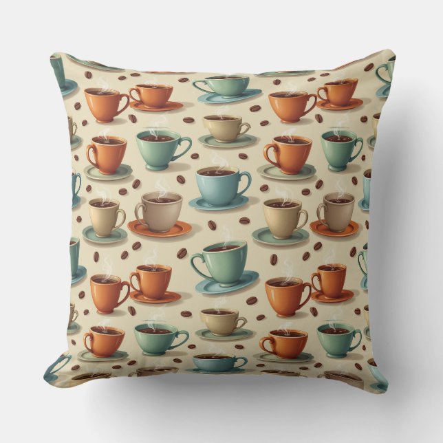 Coussin Coupes de café rétro (Recto)