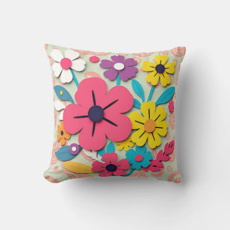 Coussin Coupes graphiques florales des années 1960