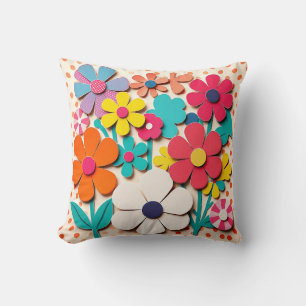 Coussin Coupes graphiques florales des années 1960