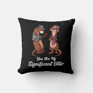 Coussin Couple animal de loutre mou significatif
