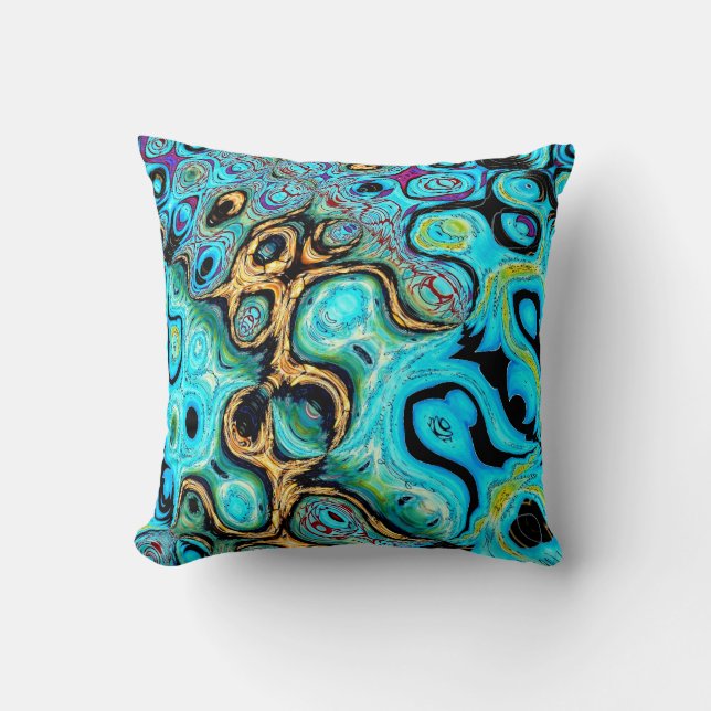 Coussin Couple bleu turquoise Couple Abstrait Couple (Recto)