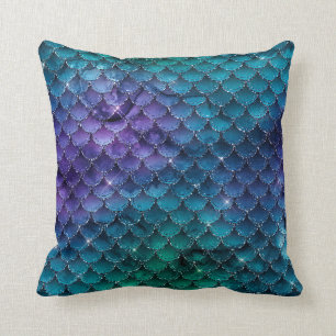 Coussin Couple bleu Turquoise sirène échelles