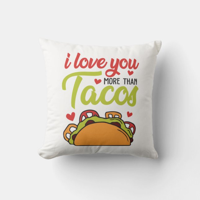 Coussin Couple Cadeau Je T'Aime Plus Que Tacos (Recto)