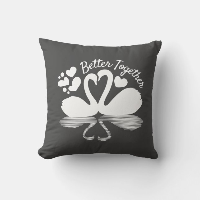 Coussin Couple de cygnes silhouette reflet dans l'eau (Recto)