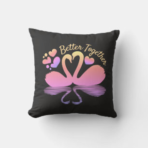 Coussin Couple de cygnes silhouette reflet dans l'eau