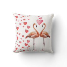 Couple de flamants roses romantiques avec déco d'a