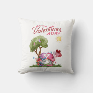 Coussin Couple de gnomes aquarelle de la Saint-Valentin