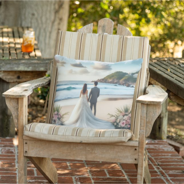 Coussin Couple de la plage de mariage (Chaise)