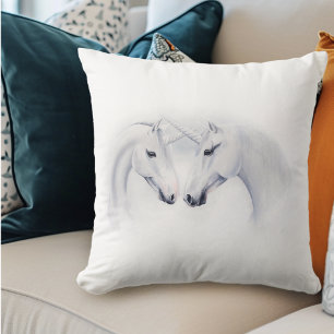 Coussin Couple de licornes blanches élégantes Fantastique