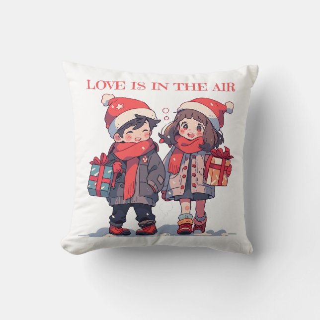 Coussin Couple de Noël - L'amour est dans l'air (Recto)