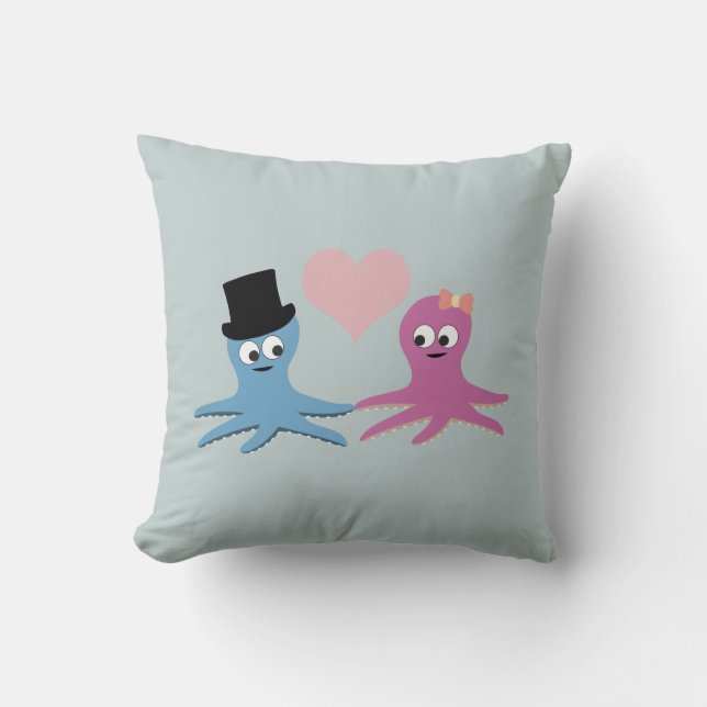 Coussin Couple de poulpe mignonne (Recto)