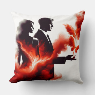 Coussin Couple de silhouette de passion ardente - Flamme s