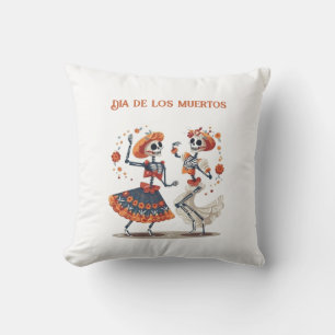 Coussin Couple de squelettes dansants personnalisés Día de