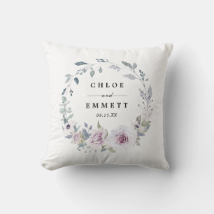 Coussin Couple Mariage floral violet clair
