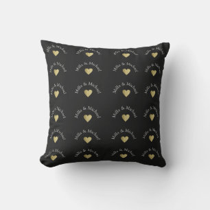 Coussin Couple Names Love Monogram sur Black