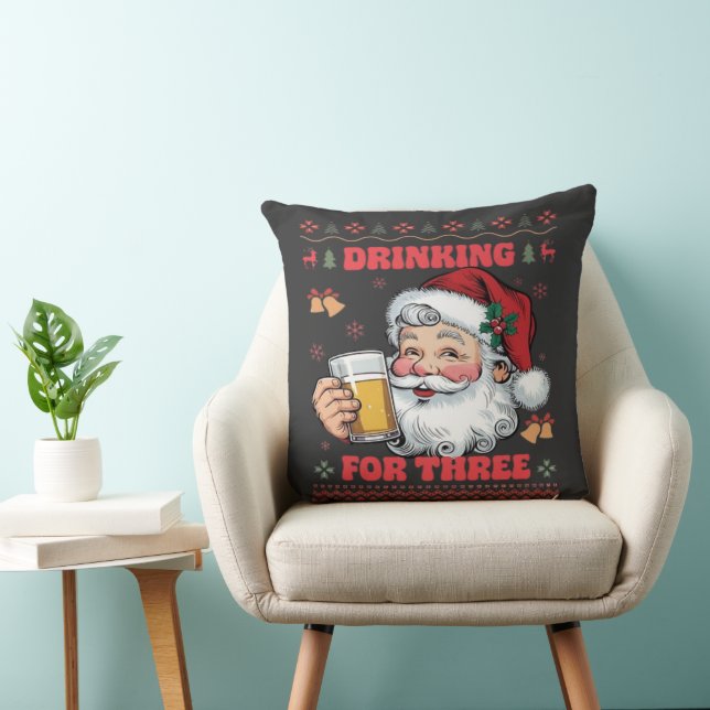 Coussin Couple Père Noël Noël Boire  (Chaise)