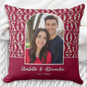 Coussin Couple Photo Arche XOXO Motif Personnalisé